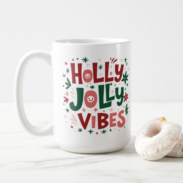 Café Holly Jolly Vibes A Caneca De Natal (Com Donut)