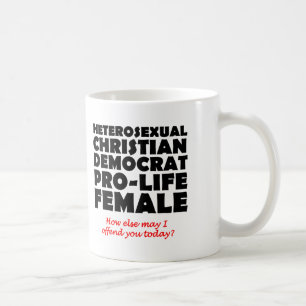 Café Humor de Caneca Democrata Feminina Cristã Ofensiva