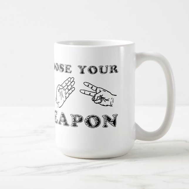 Café Humor engraçado da caneca das tesouras de papel da (Direita)