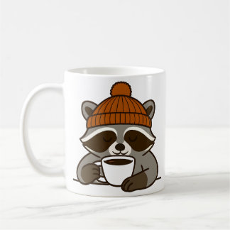 Café Ideia de presente de caneca de guaxinim bebendo xí