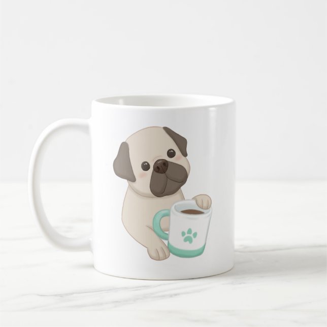 Café Ilustração de Cachorro e Caneca (Esquerda)