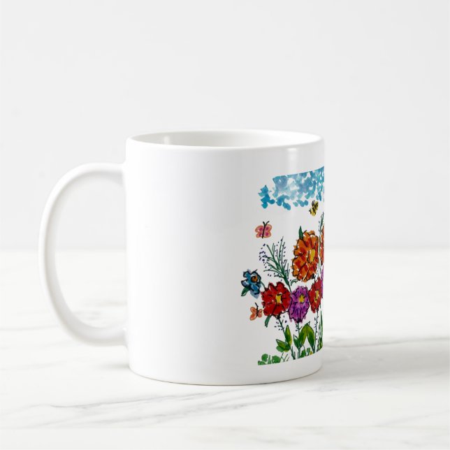 Café Ilustração de Flor de Caneca Design de Verão (Esquerda)