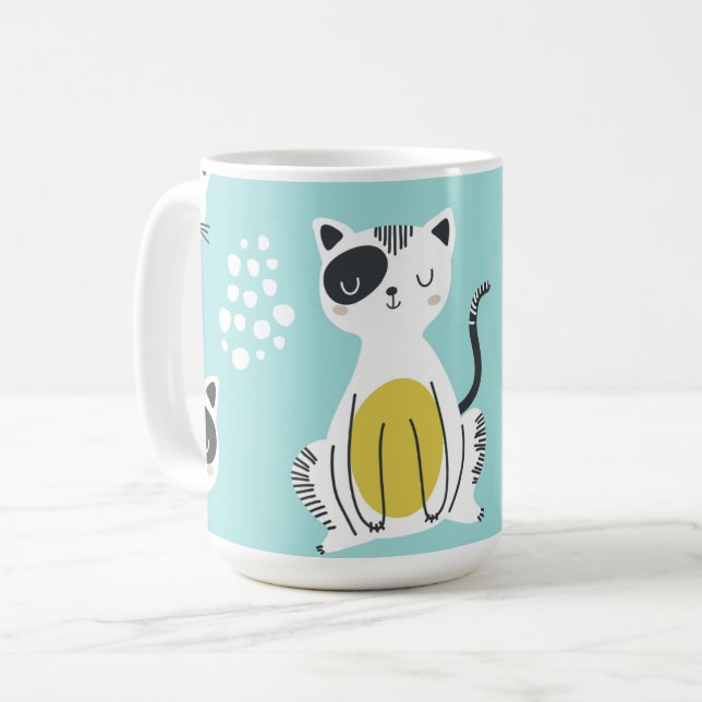 Café Ilustração de gatos engraçados caneca de chá paste (Frente Esquerda)
