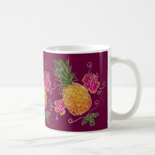 Café Ilustração de três abacaxis com a caneca do bra