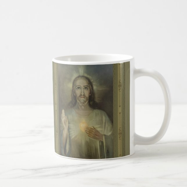 Café Imagem miraculosa do coração sagrado da caneca de (Direita)