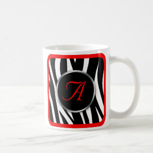 Café Impressão de Chic Zebra - caneca vermelha monogram