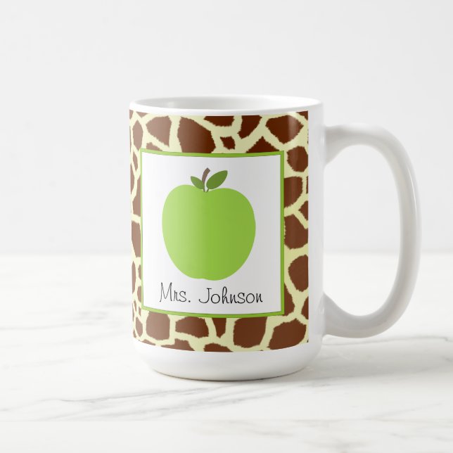 Café Impressão do girafa de Apple do verde da caneca do (Direita)