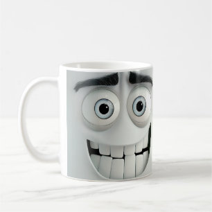 Café Invólucro de Caneca 3D com Rosto Sarcástico Assust