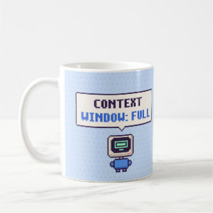 Café Janela de Contexto: Caneca de Pixel de IA Engraçad