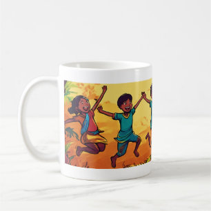 Café Joyful Indian Children - Design de caneca desenhad