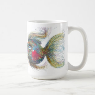 Café Kissiefish caneca branca clássica de 15 onças