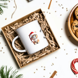 Café Kitten com a caneca de Natal