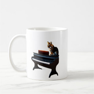 Café lago tocando caneca de piano