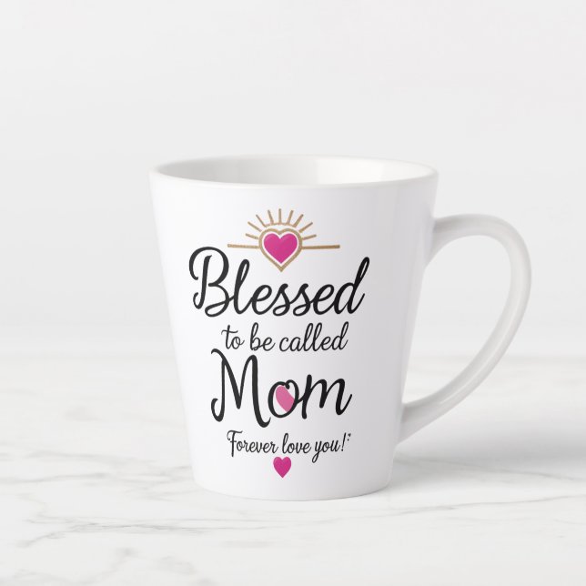 Café Latte Abençoada por ser chamada de mãe - pequena caneca  (Direita)