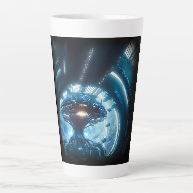 Café Latte Alienígena na caneca de fecho espacial (Frente)