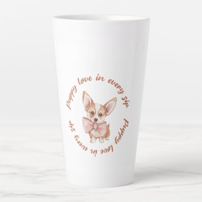 Café Latte Amor de Cachorrinho em Cada Golada | Caneca para A (Frente)