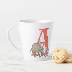 Café Latte Animal ABC A é para a caneca de aardvark
