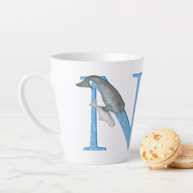 Café Latte Animal ABC N é para caneca de latão narval (In Situ)