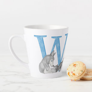 Café Latte Animal ABC W é para a caneca de lobo