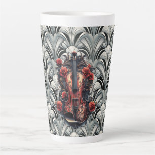 Café Latte Black Violin em Arte Deco GMajor Caneca de Cerâmic