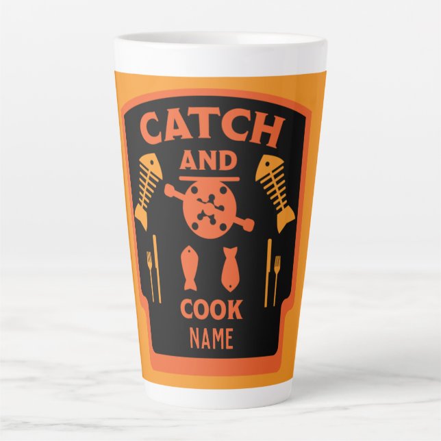 Café Latte Camp E Caneca de viagem De Pesca (Frente)