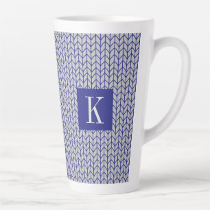 Café Latte Caneca Alta de Malha CINZA AZULADA + Inicial II