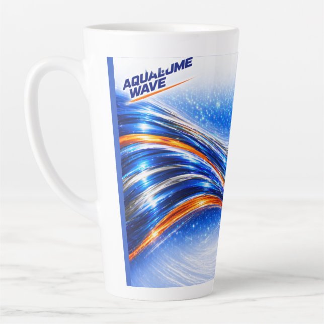 Café Latte Caneca Aqualume Wave – Desenho de Fluxo Abstrato L (Esquerda)