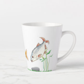 Café Latte Caneca boa com peixe de água doce