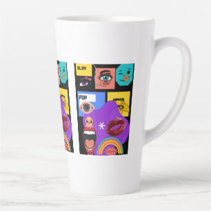 Café Latte Caneca Bold Pop Art   Estilo de quadrinhos retrô