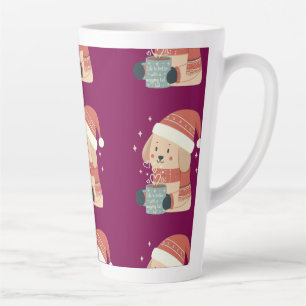 Café Latte Caneca Cachorro de Natal Gorro Écharpe Pastel - A
