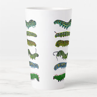 Café Latte Caneca com Ilustração de Lagarta Vintage