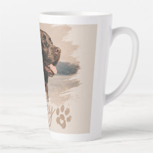 Café Latte Caneca com nome e foto do animal de estimação com 