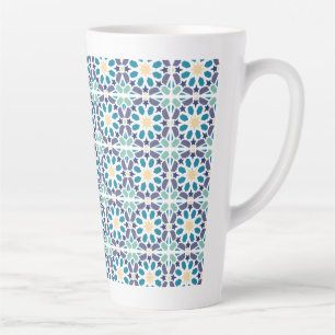 Café Latte Caneca com Padrão de Azulejo Zellige Marroquino