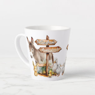 Café Latte Caneca com Placa Personalizada de Animais da Fazen