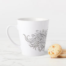 Caneca de Arte com Perfil de Mulher Floral Minimal