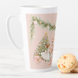 Café Latte Caneca de Balé do Quebra-Nozes em Aquarela Rosa