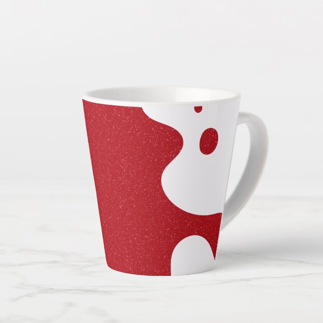 Café Latte Caneca de Blob Vermelho e Branco Personalizada – D (Ângulo direito)
