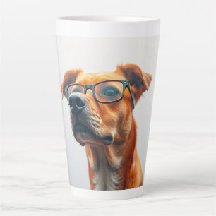 Café Latte Caneca de Cachorro Engraçado com Óculos - Cera de