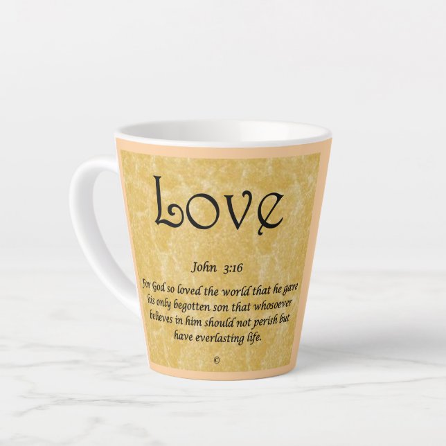 Café Latte caneca de café-Amor 3;16 (Ângulo esquerdo)