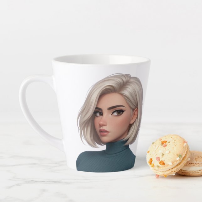 Café Latte Caneca de Cerâmica de Arte Digital Moderna (In Situ)