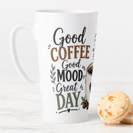 Café Latte Caneca de Cerâmica de Cabo Preto com Citação Inspi