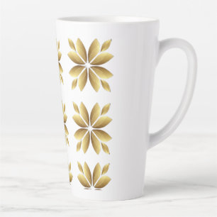 Café Latte Caneca de Cerâmica Luxuosa Folha Dourada Mandala –