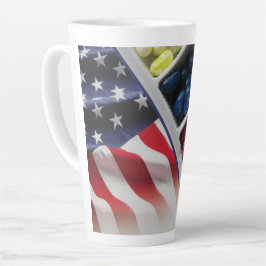 Café Latte Caneca de cerveja branca e azul-americana/Dourada 