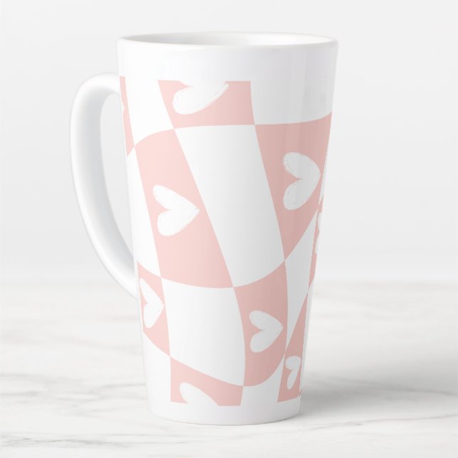 Café Latte Caneca de Coração Abstrato Rosa Claro – Estética M (Ângulo esquerdo)