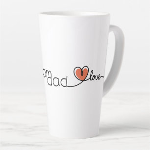 Café Latte Caneca de Coração Vermelho Fofo com Texto de Amor