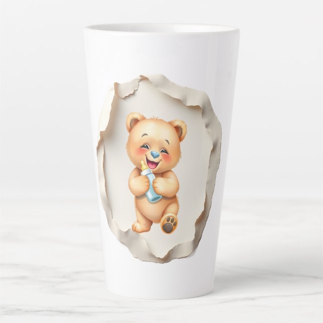 Café Latte Caneca de Foto Personalizada com Fundo Abstrato Mo (Frente)