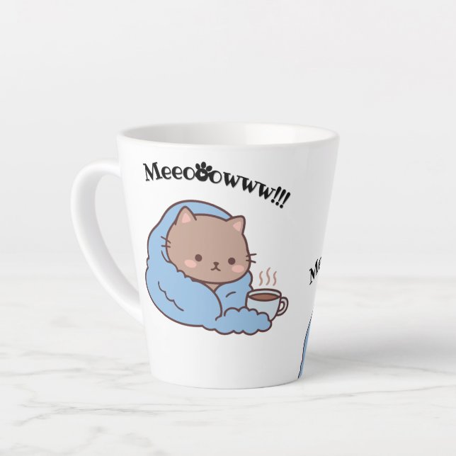 Café Latte Caneca de Gato Fofinho  (Ângulo esquerdo)