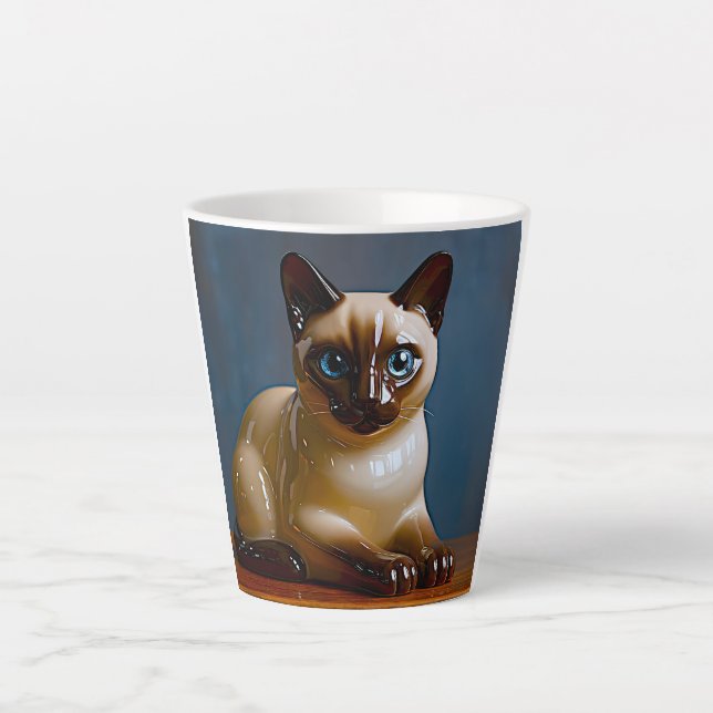 Café Latte Caneca de Gato Siames Cute (Frente)