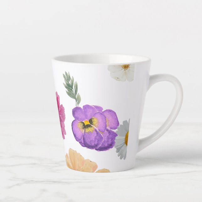 Café Latte Caneca de latão de flor colorida (Direita)