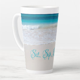 Café Latte Caneca de Látex Alto com Dizeria de Praia à Beira-